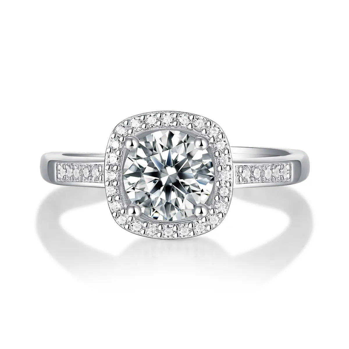 Elegant Allure 0.5-1CT Cushion - Cut Square Moissanite Ring in Sterling Silver 925