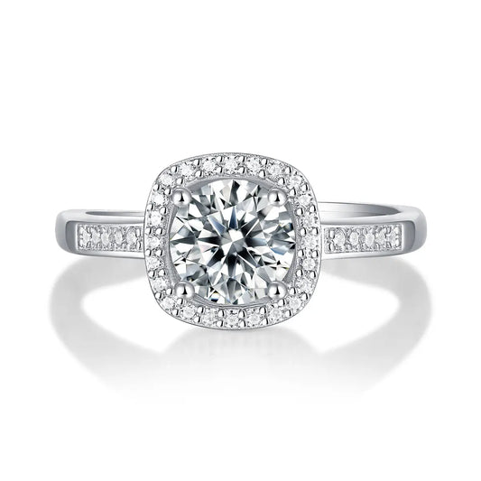 Elegant Allure 0.5-1CT Cushion - Cut Square Moissanite Ring in Sterling Silver 925