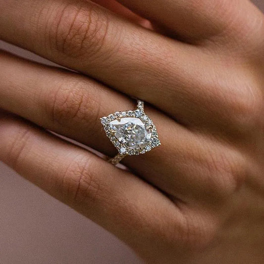 Majestic Bloom 3.0 Carat Pear Cut Engagement Ring in Sterling Silver