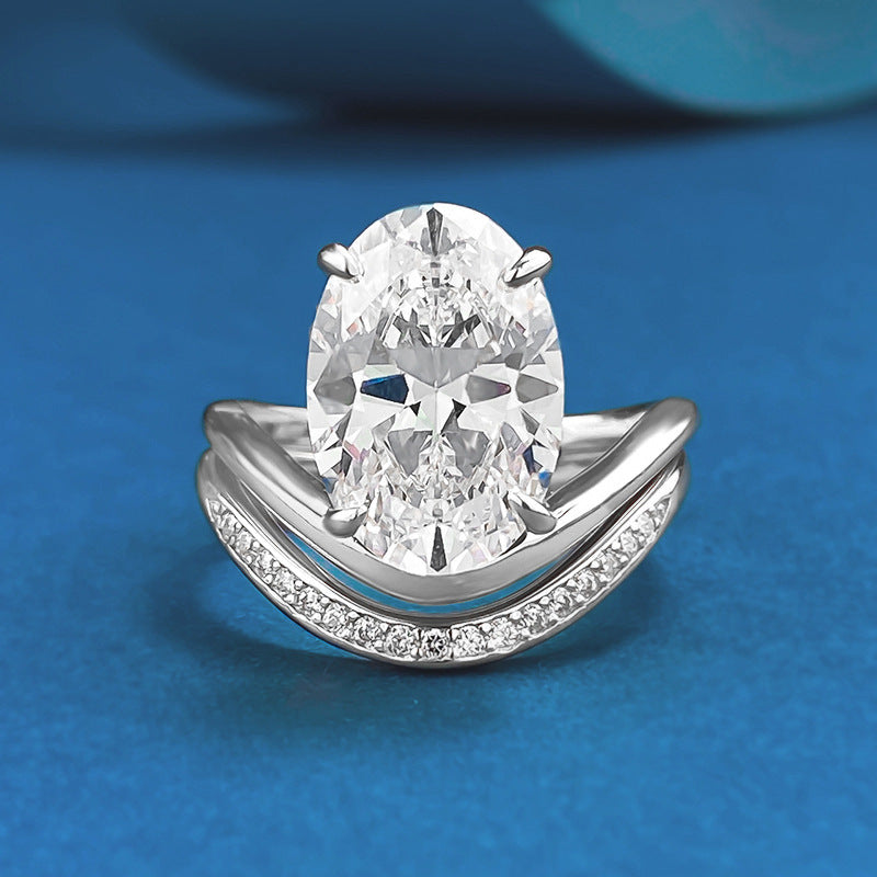 Elegant 3.0ct Oval cut 2pc Wedding Ring Set in Sterling Silver