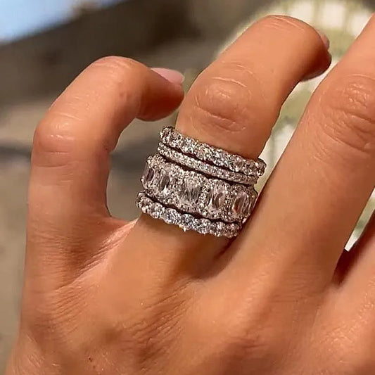 Grand Splendor 10.0ct Cushion Cut Wedding Set in Sterling Silver