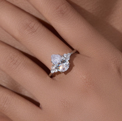 Romantic 3.0ct Pear cut Engagement Ring in Sterling Silver