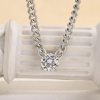 1.0 Ct Refined Round Cut Pendant Necklace In White Gold