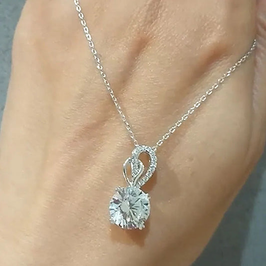 3.0 Ct Statement Round Cut Pendant Necklace For Women In White Gold