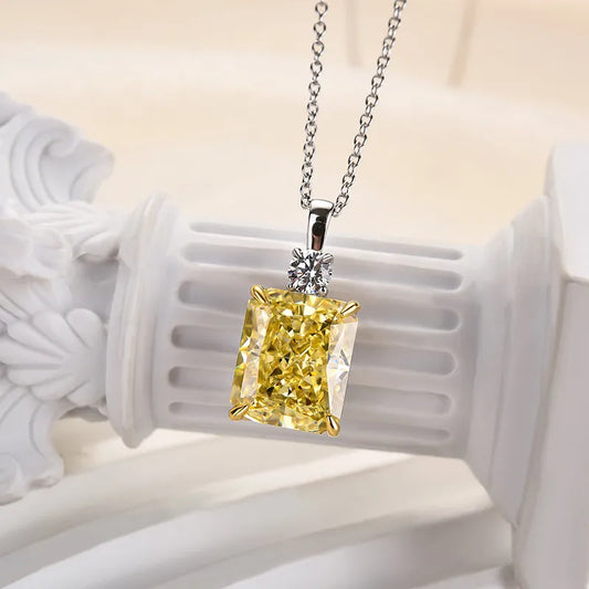 4.0 Ct Classic Radiant Cut Pendant Necklace For Women In White Gold