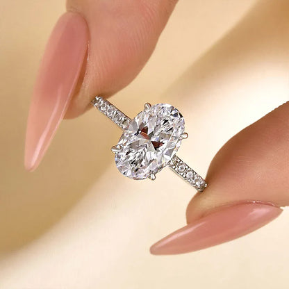 Celestial Charm 4.5ct Oval Cut Engagement Ring for Women in Sterling Silver