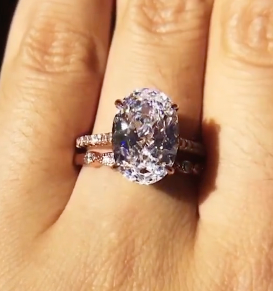 Regal 4.0ct Oval cut 2pc Wedding Ring Set for Women in Sterling Silver