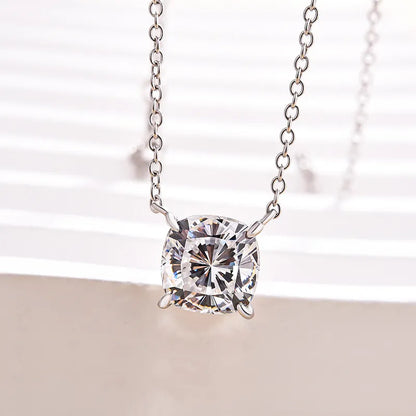 4.0 Ct Minimalist Cushion Cut Pendant Necklace For Women In White Gold