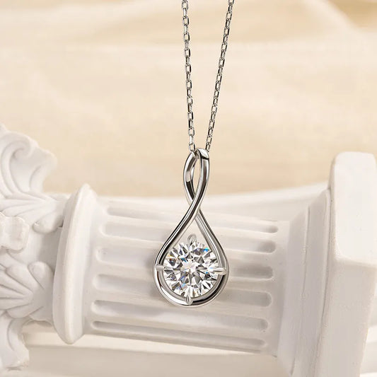 2.0 Ct Statement Halo Round Cut Pendant Necklace In White Gold