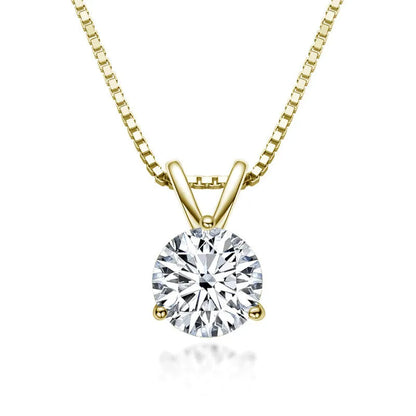 1.0 Ct Sophisticated Round Cut Pendant Necklace In Yellow Gold