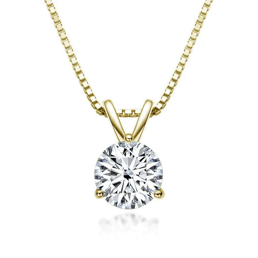 1.0 Ct Sophisticated Round Cut Pendant Necklace In Yellow Gold
