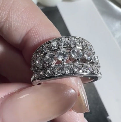 Regal Round Cut Simulated Diamond Wedding Ring in Sterling Silver