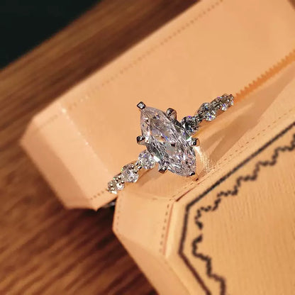 Regal 1.5ct Marquise Cut Engagement Ring for Women in Sterling Silver