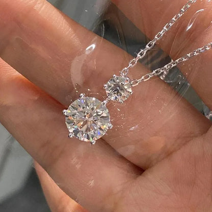 4.0ct Elegant Round Cut Pendant Necklace In White Gold
