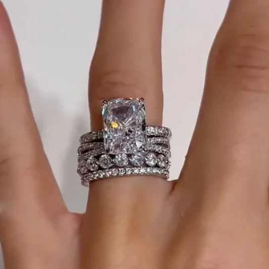 Dazzling Union 4.5ct Radiant Cut Wedding Set for Women in Sterling Silver