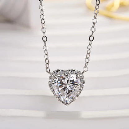 4.0ct Timeless Halo Heart Cut Pendant Necklace In White Gold