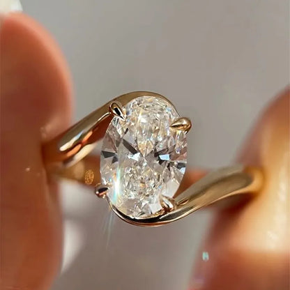 Moonlit Oath 2.0 Carat Oval Cut Engagement Ring in Sterling Silver