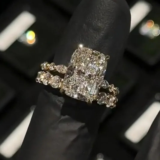 Pearlcrest Vow 5.0ct Cushion Cut Wedding Set for Women in Sterling Silver