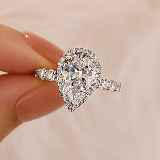 Regal Whisper 3.0 Carat Pear Cut Engagement Ring in Sterling Silver