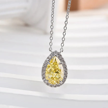 2.0ct Luxe Pear Cut Pendant Necklace For Women In Yellow Gold