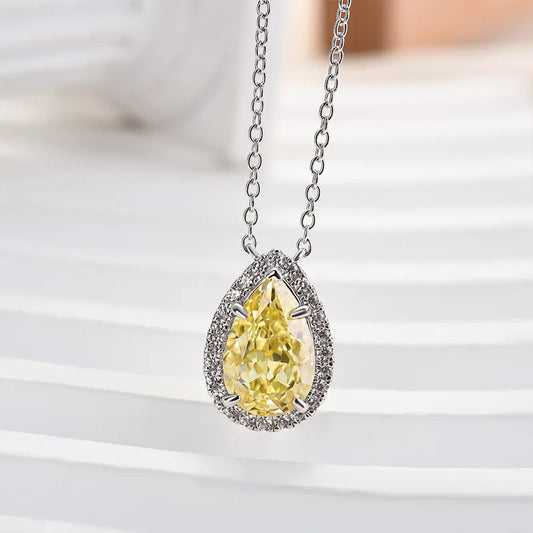 2.0ct Luxe Pear Cut Pendant Necklace For Women In Yellow Gold