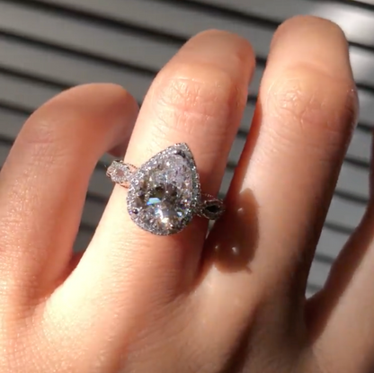 Regal 2.0 Carat Pear cut Engagement Ring for Women in Sterling Silver