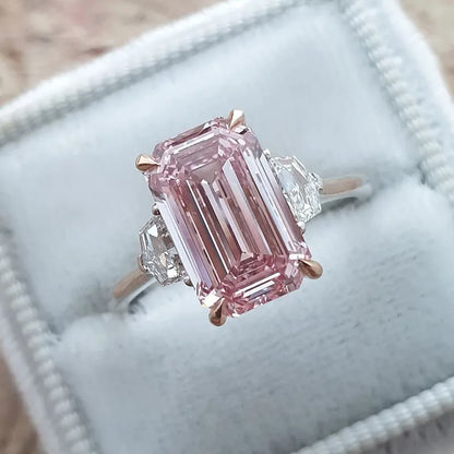 Celestial Charm 7.0ct Emerald Cut Engagement Ring in Sterling Silver
