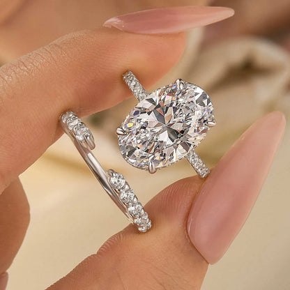 Moonlit Oath 6.0 Carat Oval Cut Wedding Set in Sterling Silver