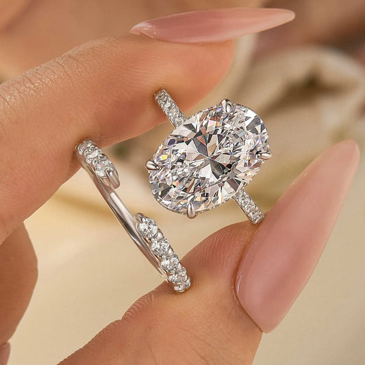 Moonlit Oath 6.0 Carat Oval Cut Wedding Set in Sterling Silver