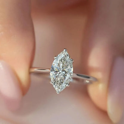 Majestic Bloom 3.0 Carat Marquise Cut Engagement Ring in Sterling Silver