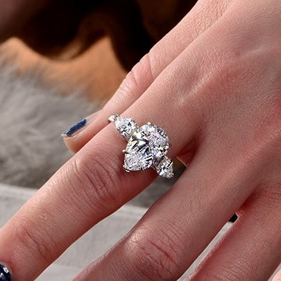 Regal 6.0ct Pear cut Engagement Ring for Women in Sterling Silver