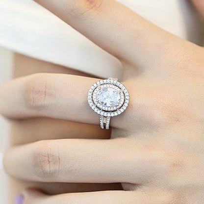 Elegant 2.0ct Oval cut Engagement Ring for Women in Sterling Silver