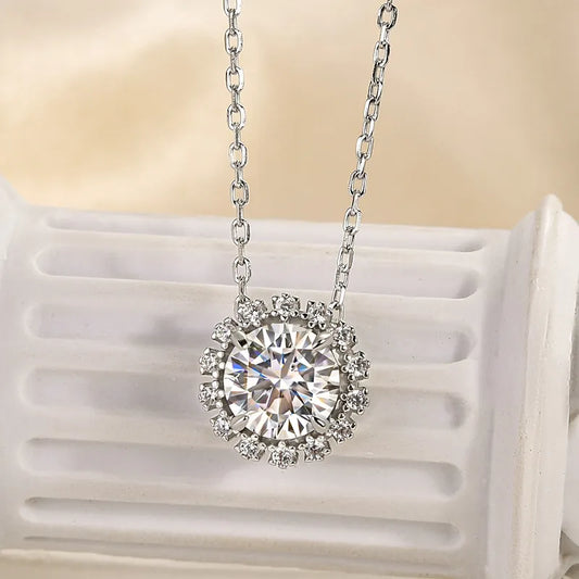 1.0ct Modern Round Cut Pendant Necklace In White Gold