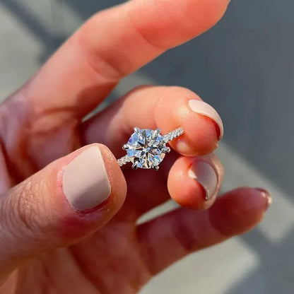 Regal Whisper 3.0 Carat Round Cut Engagement Ring in Sterling Silver