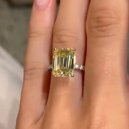 Celestial Charm 3.5ct Emerald Cut Engagement Ring for Women in Sterling Silver