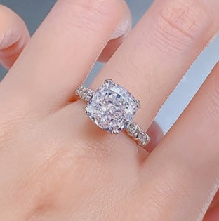 Regal 3.0 Carat Cushion Cut Engagement Ring for Women in Sterling Silver