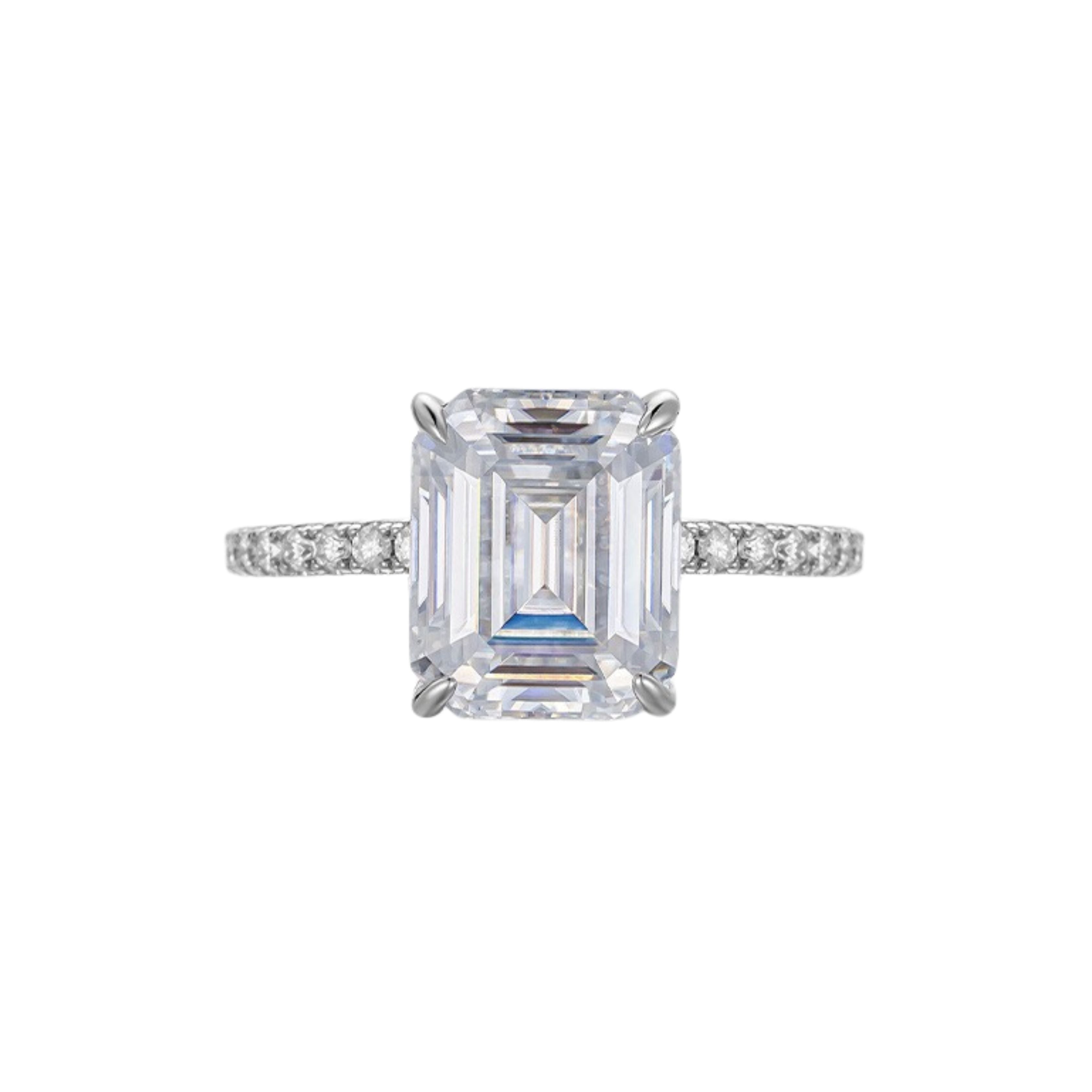 Vintage Grace 1CT Emerald - Cut Moissanite Solitaire Ring in Sterling Silver 925