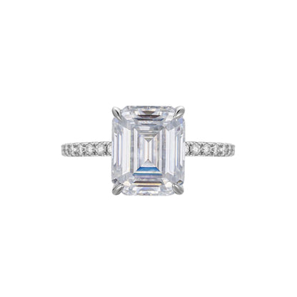 Vintage Grace 1CT Emerald - Cut Moissanite Solitaire Ring in Sterling Silver 925
