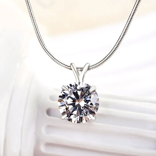 3.0ct Statement Round Cut Pendant Necklace In White Gold