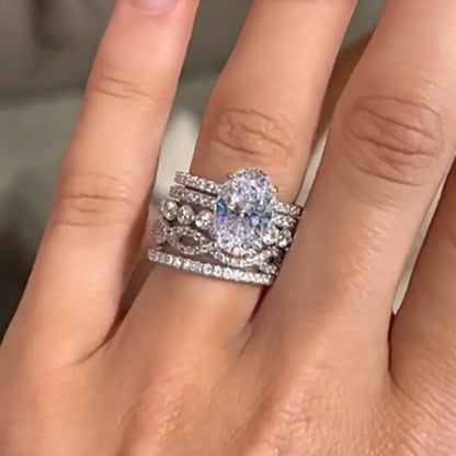 Celestial Charm 4.0ct Oval Cut Wedding Set for Women in Sterling Silver