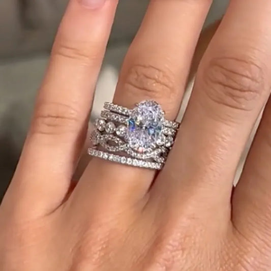 Celestial Charm 4.0ct Oval Cut Wedding Set for Women in Sterling Silver