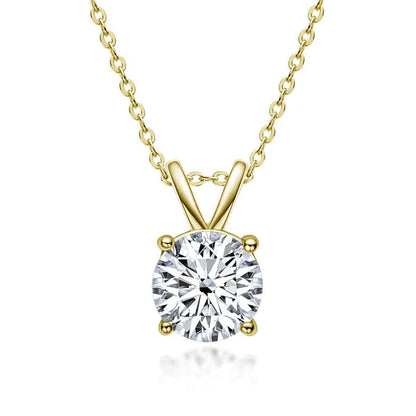 1.0ct Polished Round Cut Pendant Necklace In Yellow Gold