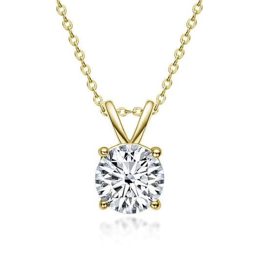 1.0ct Polished Round Cut Pendant Necklace In Yellow Gold