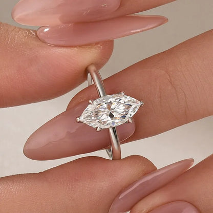 Moonlit Oath 3.0 Carat Marquise Cut Engagement Ring in Sterling Silver