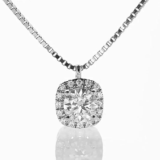 1.0 Ct Modern Round Cut Pendant Necklace For Women In White Gold