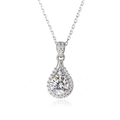 1.0 Ct Polished Round Cut Pendant Necklace For Women In White Gold