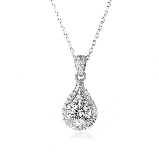 1.0 Ct Polished Round Cut Pendant Necklace For Women In White Gold