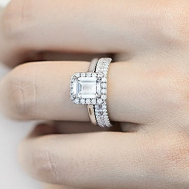 Sophisticated 2.0ct Emerald cut 2pc Wedding Ring Set for Women in Sterling Silver