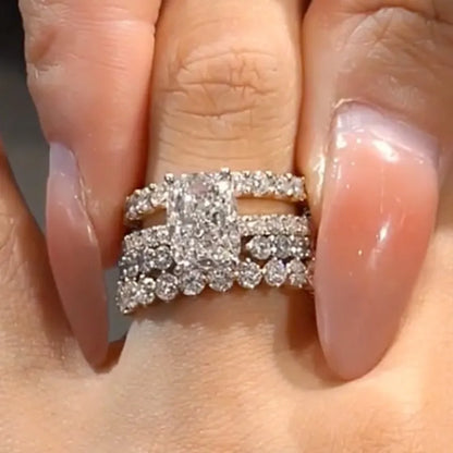 Celestial Charm 6.5ct Cushion Cut Wedding Set in Sterling Silver
