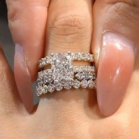 Celestial Charm 6.5ct Cushion Cut Wedding Set in Sterling Silver